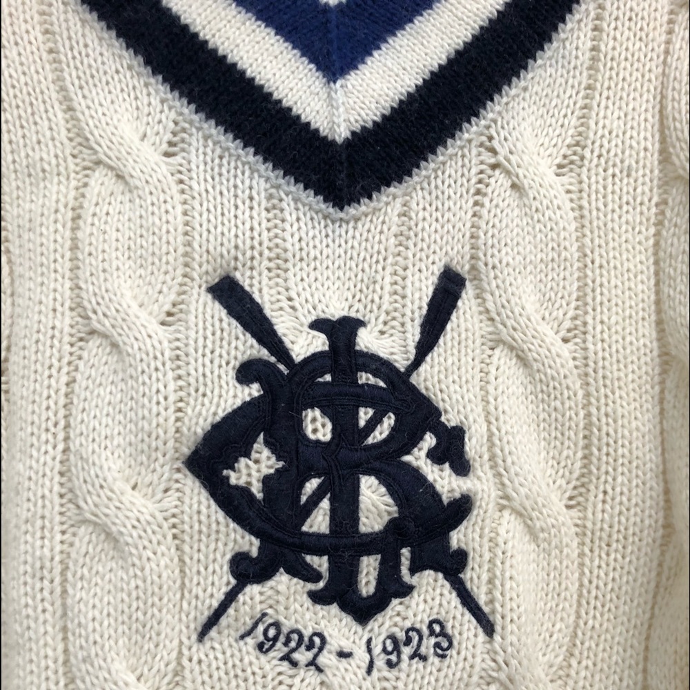 Polo Ralph Lauren Rugby Vneck Cricket Sweater M